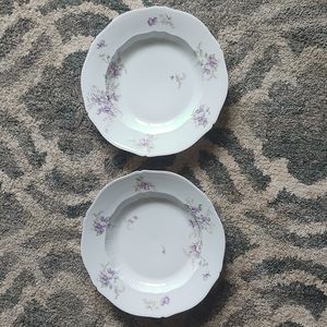 Vintage China Dish Set Bowls Set Of Two Ivory Purple Floral